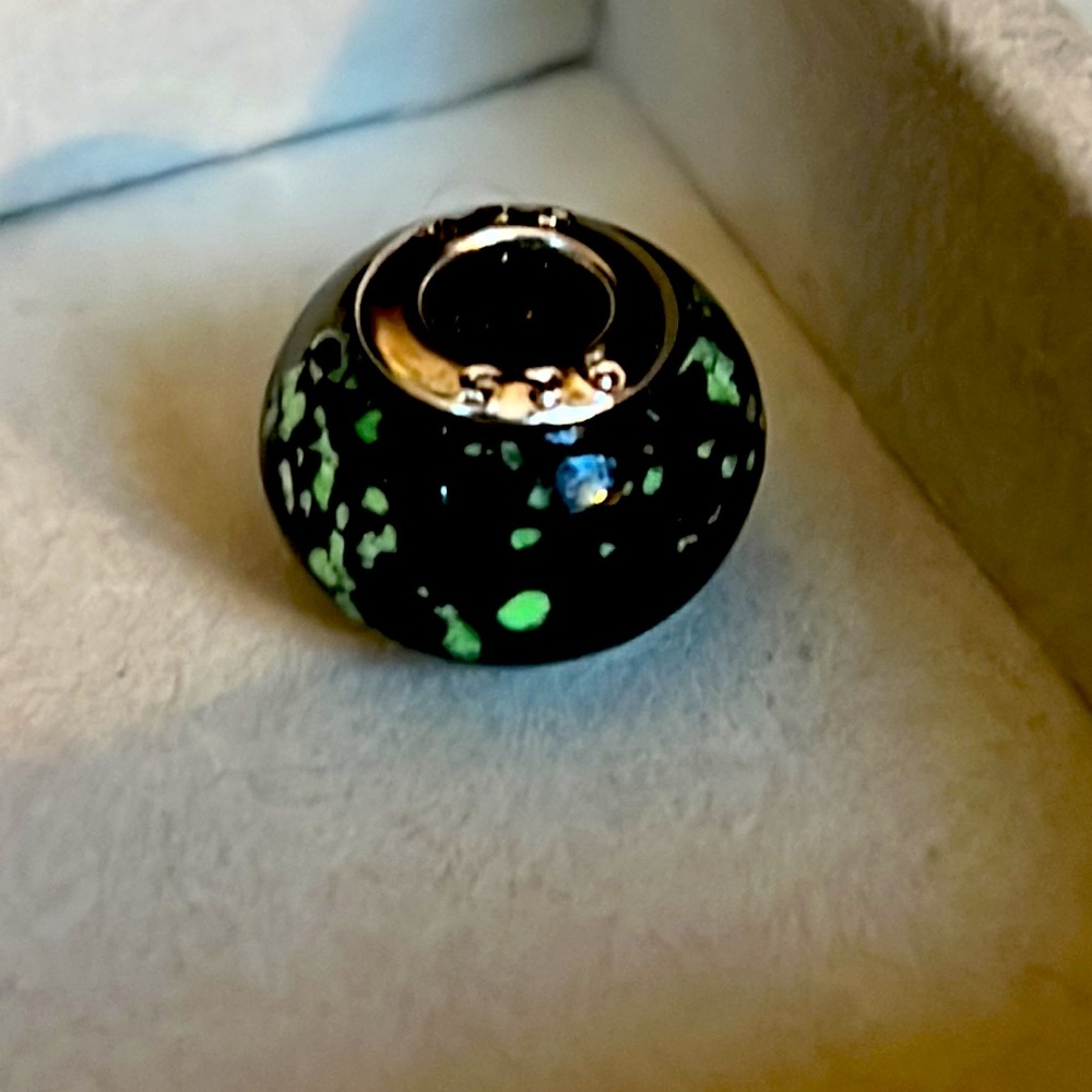 Brighton black glow in the dark sterling silver 925 charm bead bracelet necklace